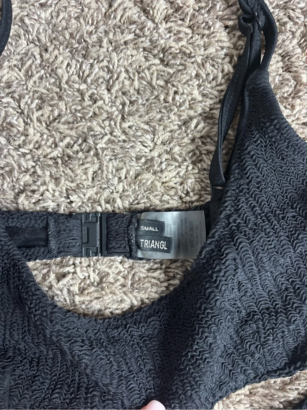 triangl swimwear Black Textured Bikini Top and Bottom